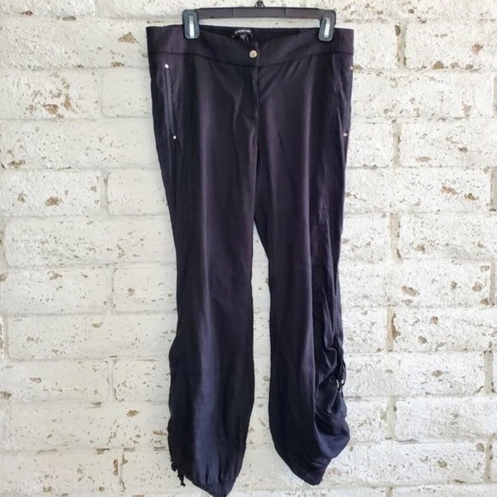 BEBE | BLACK Linen Pants | Slouchy Causal Comfy Ribbon Tie Pant Leg | Size 6